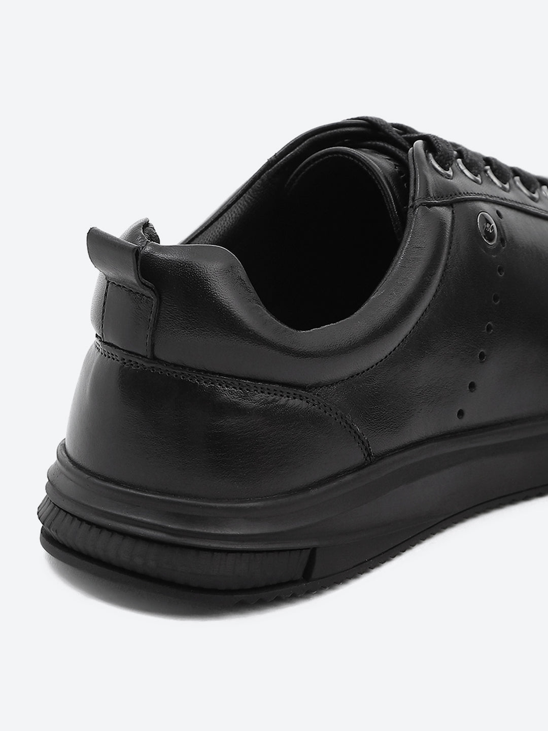 Men Black Lace Up Genuine Leather Casual Shoes