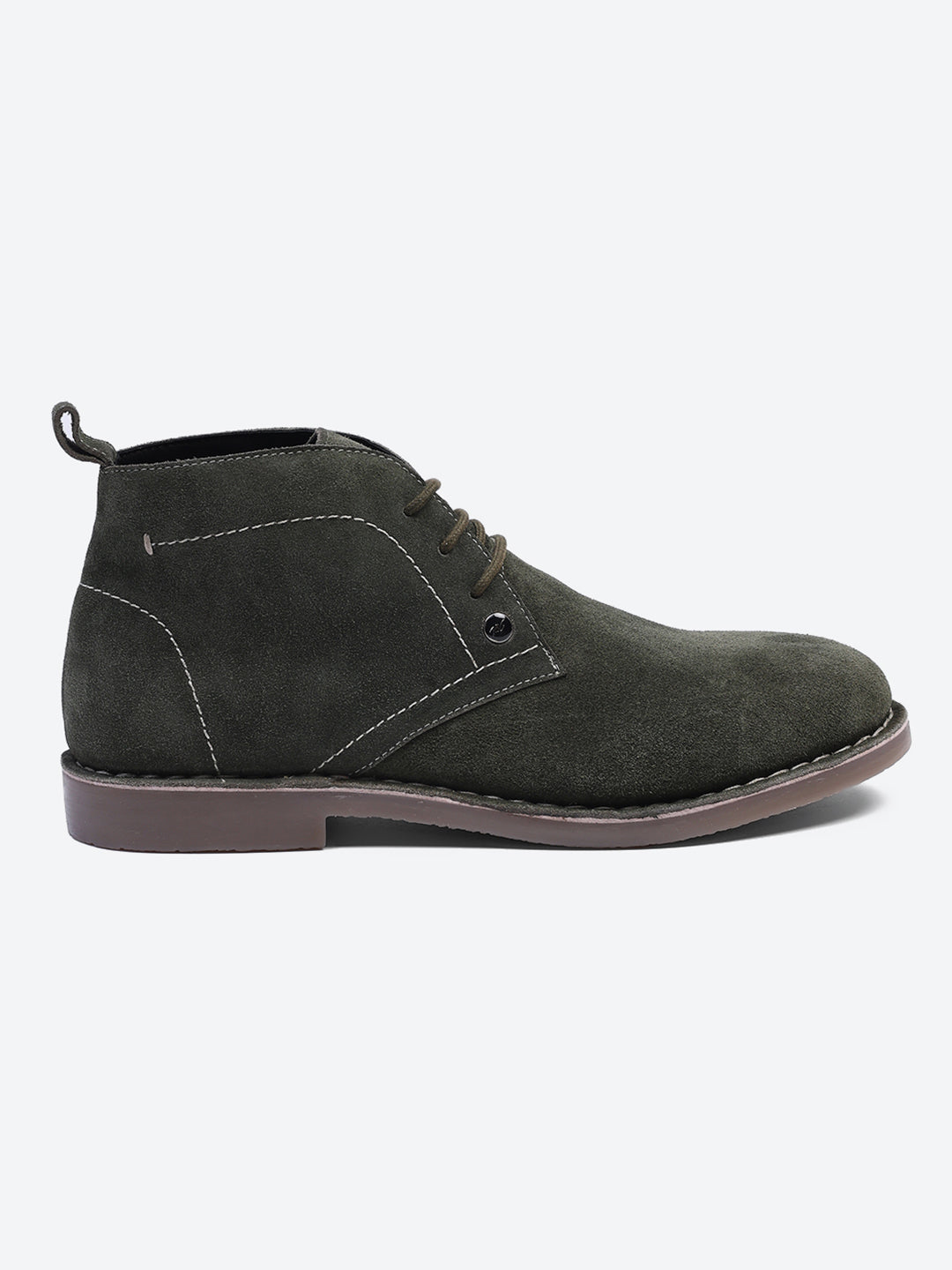 Men Olive Lace Up Genuine Leather Chukka Boots