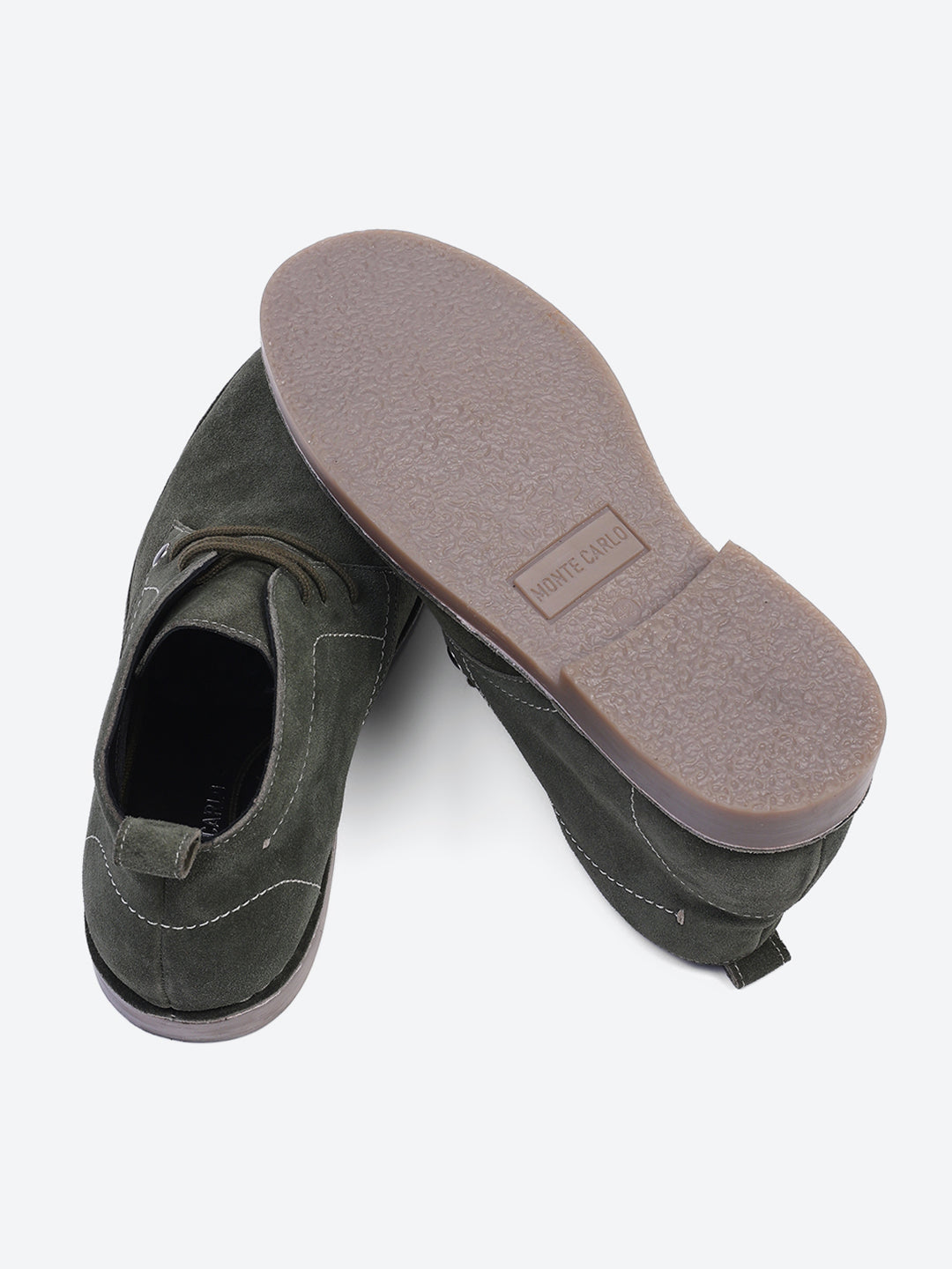 Men Olive Lace Up Genuine Leather Chukka Boots