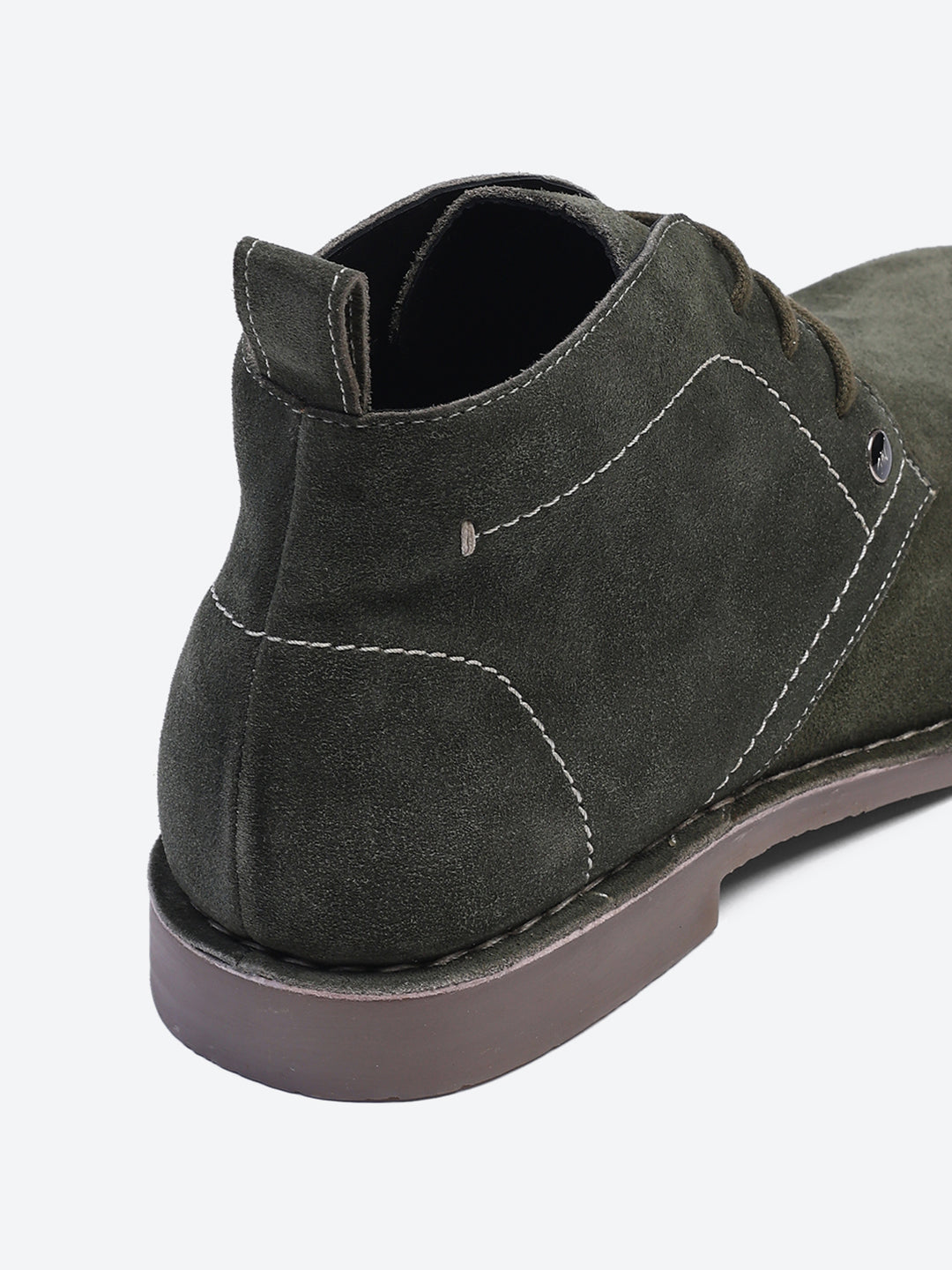 Men Olive Lace Up Genuine Leather Chukka Boots