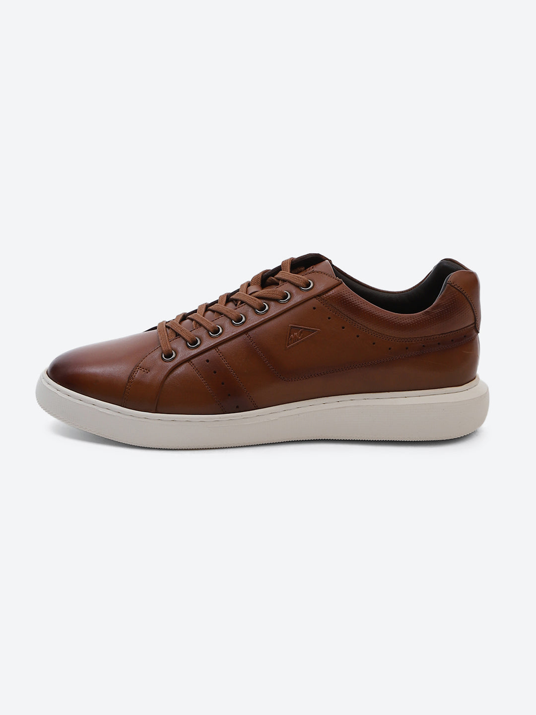 Men Tan Lace Up Genuine Leather Sneaker
