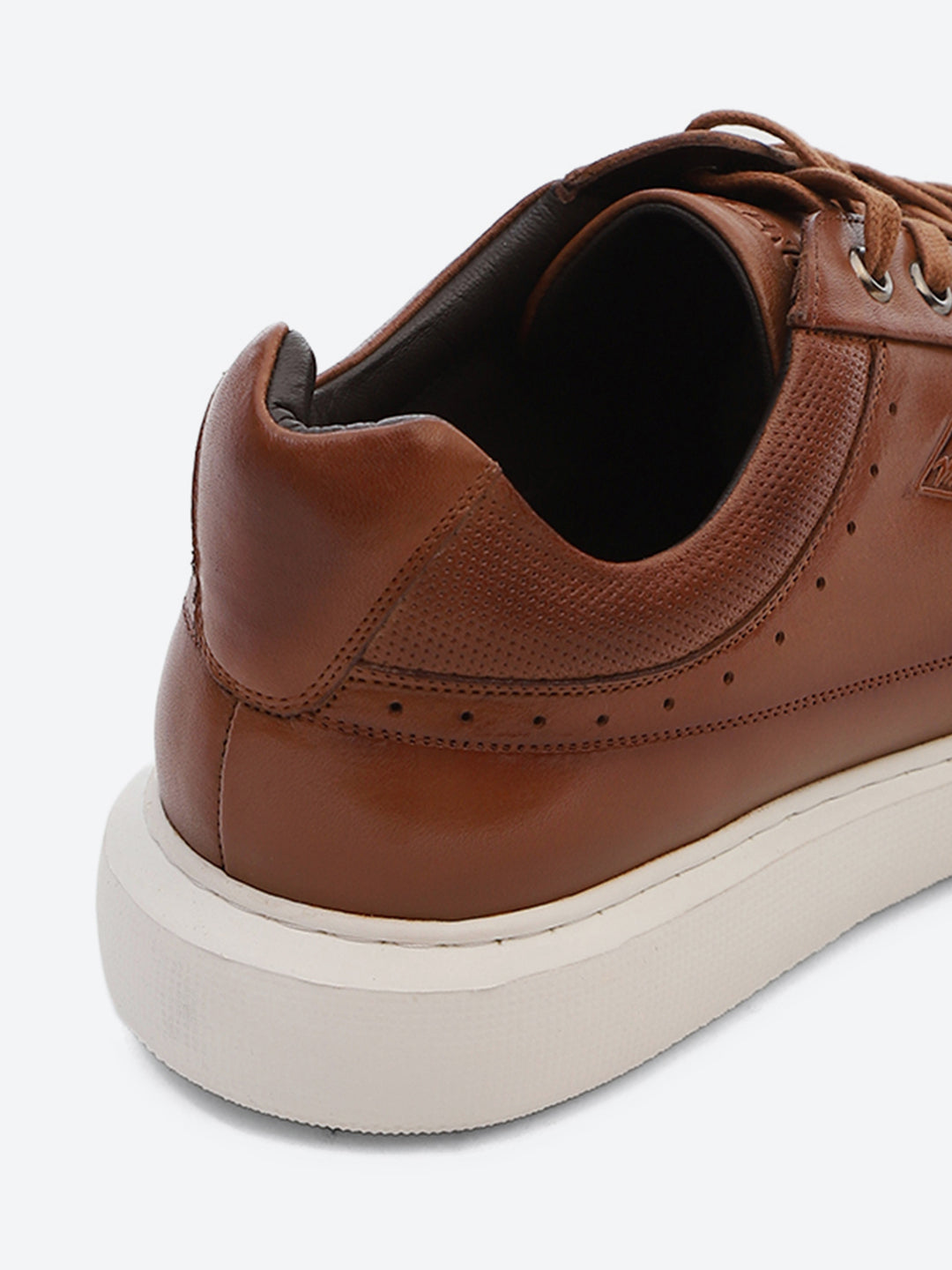 Men Tan Lace Up Genuine Leather Sneaker