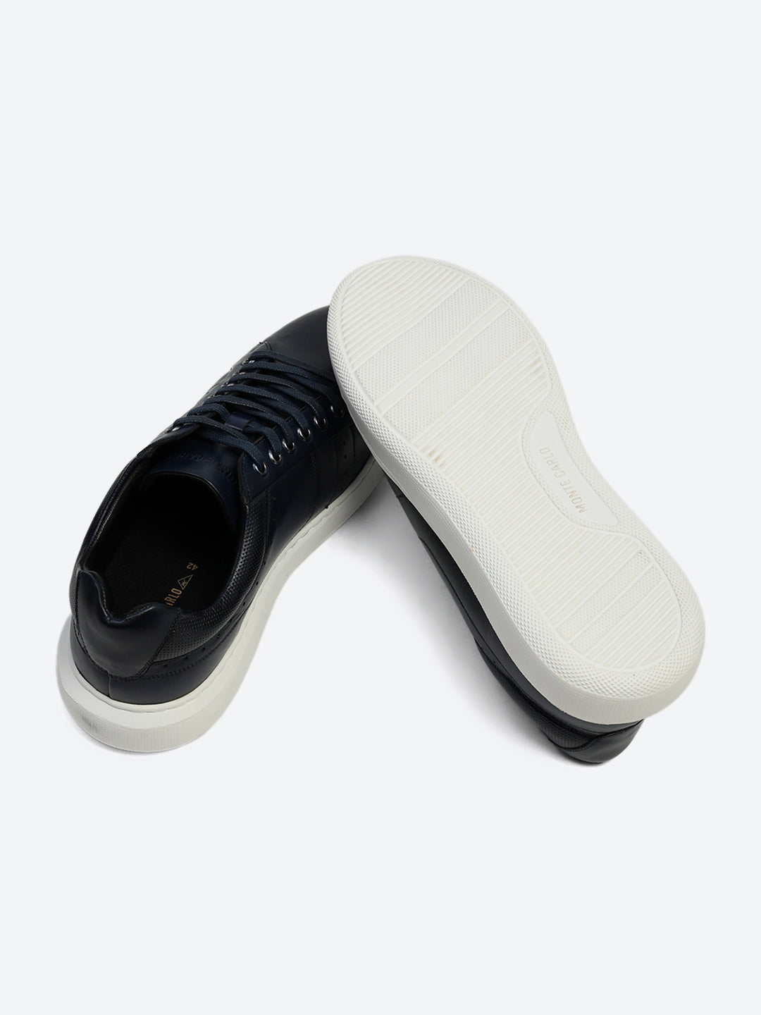 Men Navy Blue Lace Up Genuine Leather Sneaker