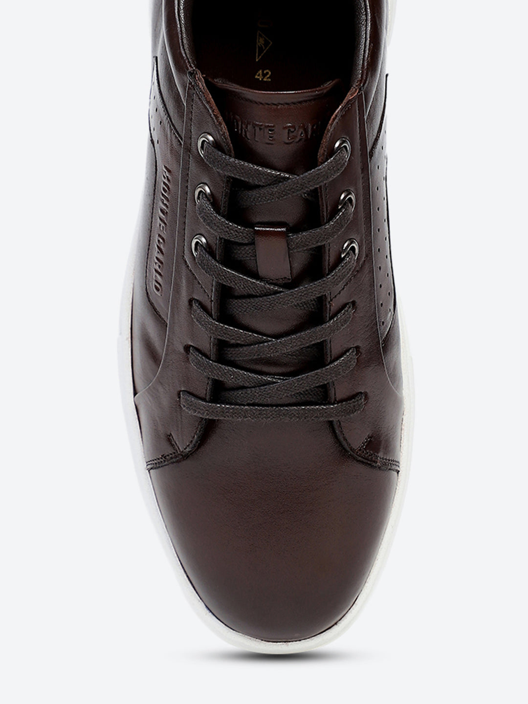 Men Brown Lace Up Genuine Leather Casual Sneakers