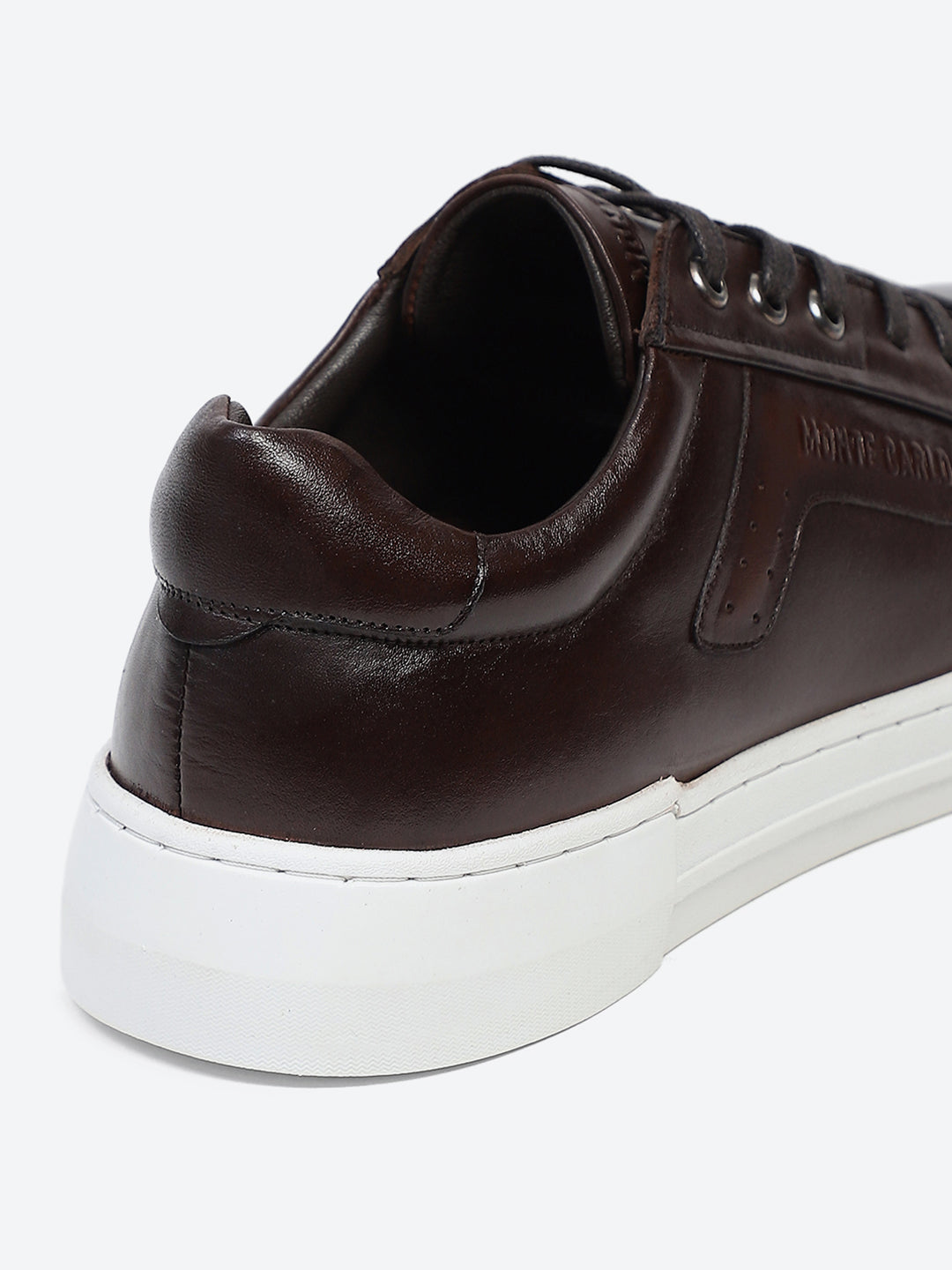 Men Brown Lace Up Genuine Leather Casual Sneakers