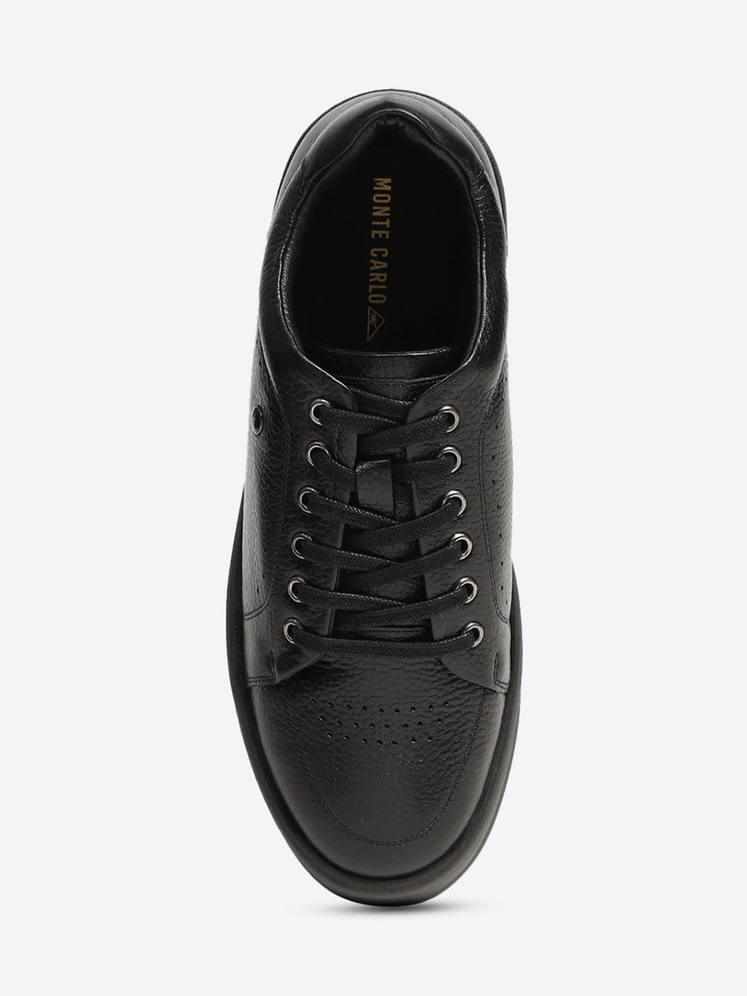 Monte Carlo Black Comfort Low-Top Leather Casual Sneakers for Men