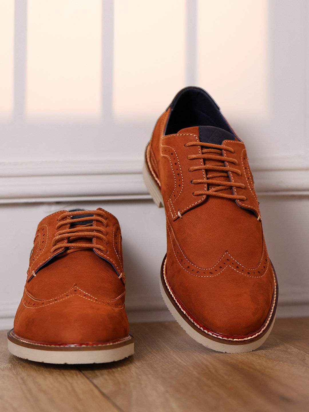 Men Brown Lace Up Genuine Leather Casual Brogues