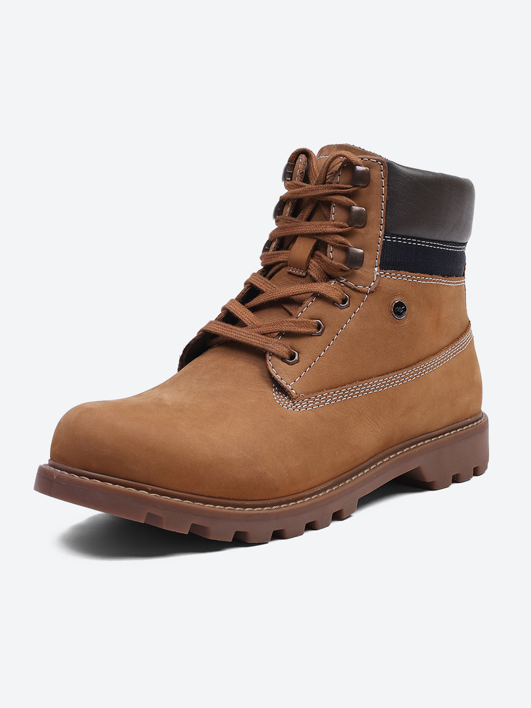 Men Tan Genuine Leather Lace Up Boots