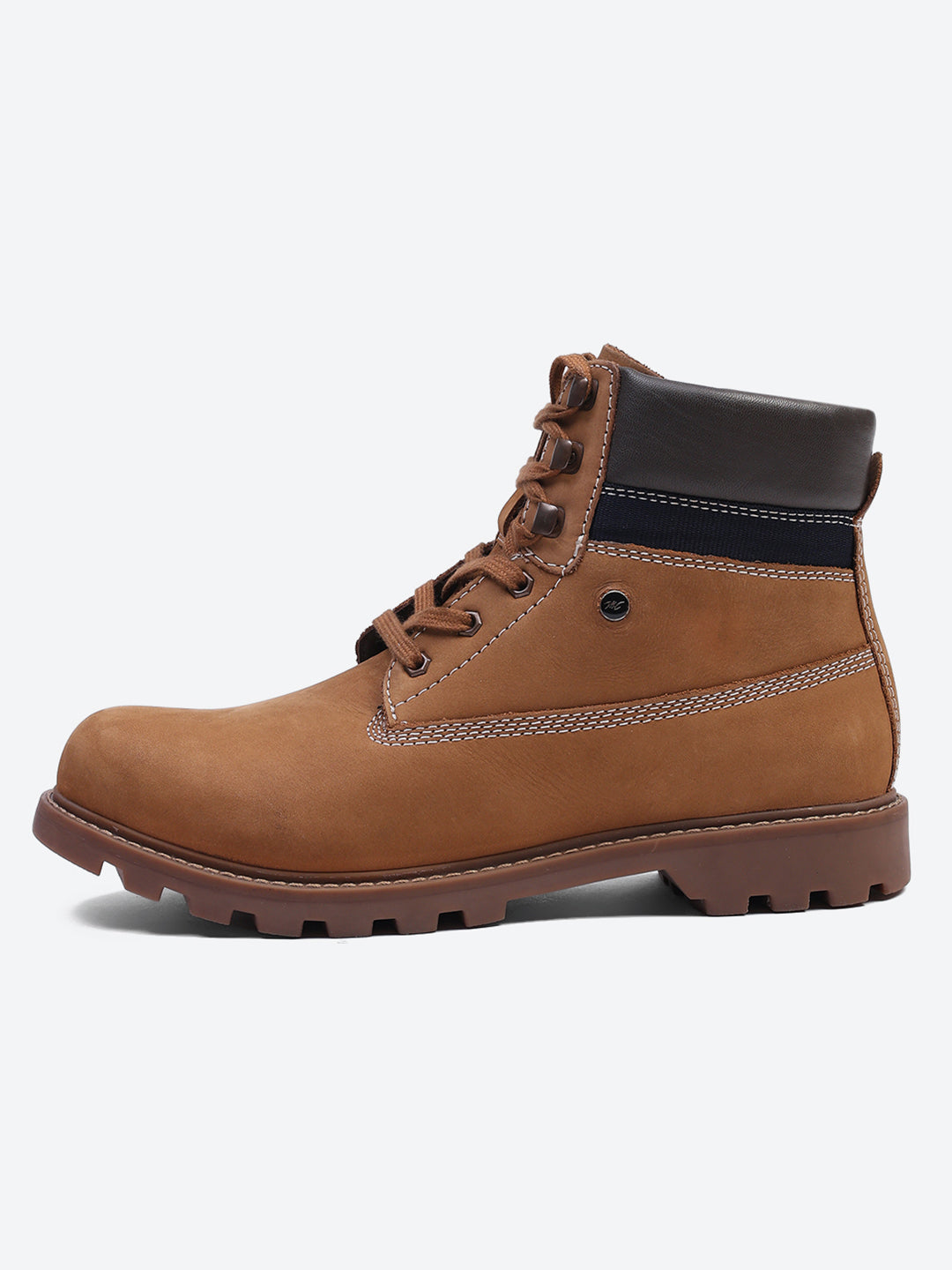 Men Tan Genuine Leather Lace Up Boots