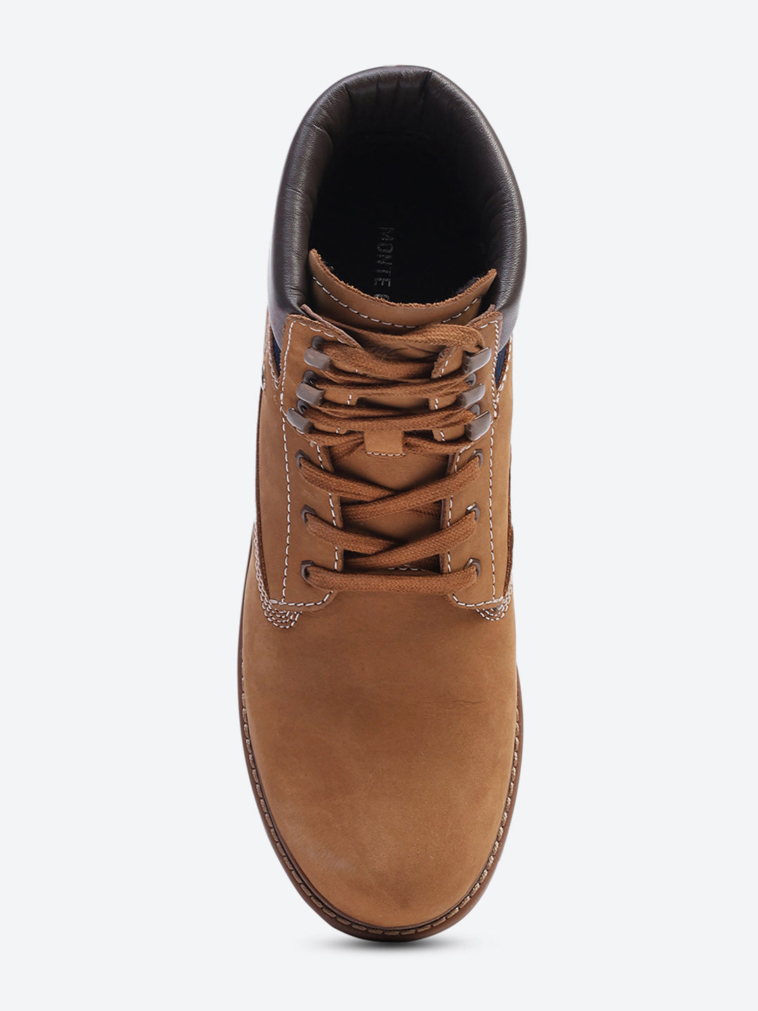 Men Tan Genuine Leather Lace Up Boots