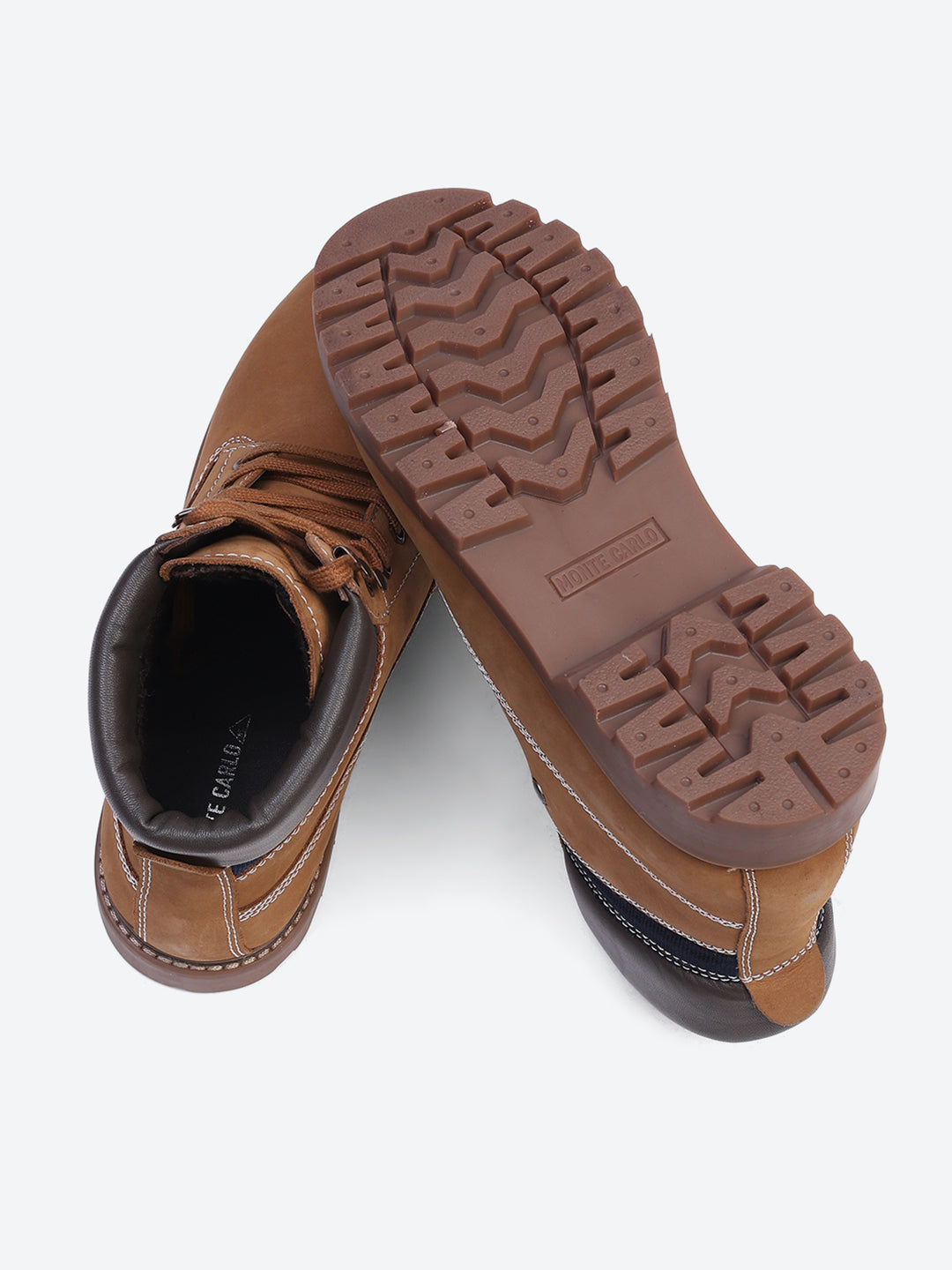 Men Tan Genuine Leather Lace Up Boots