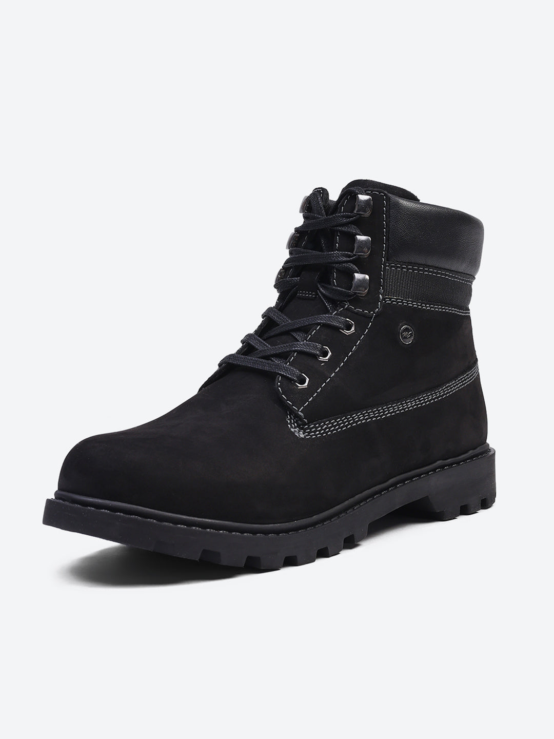 Men Black Genuine Leather Lace Up Boots