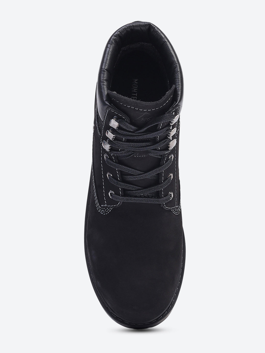 Men Black Genuine Leather Lace Up Boots