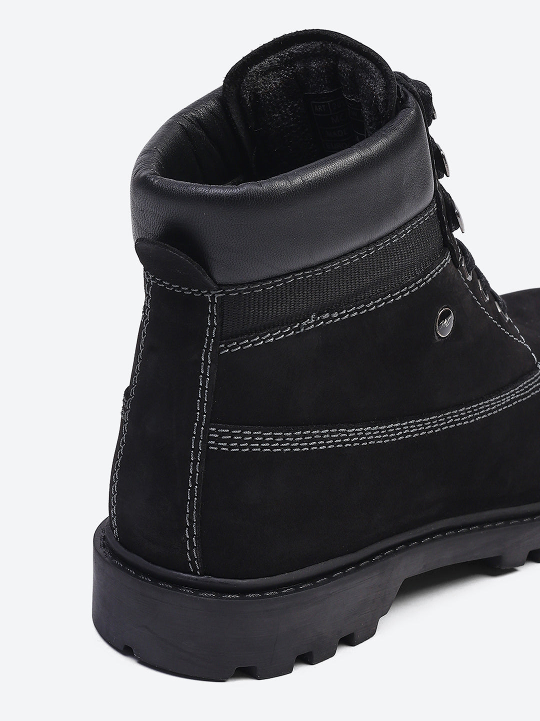 Men Black Genuine Leather Lace Up Boots