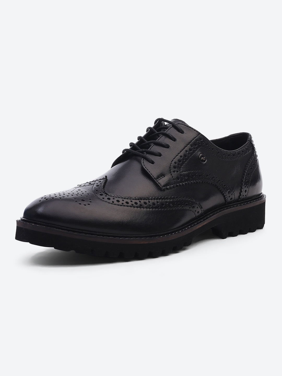 Men Black Lace Up Genuine Leather Formal Brogues