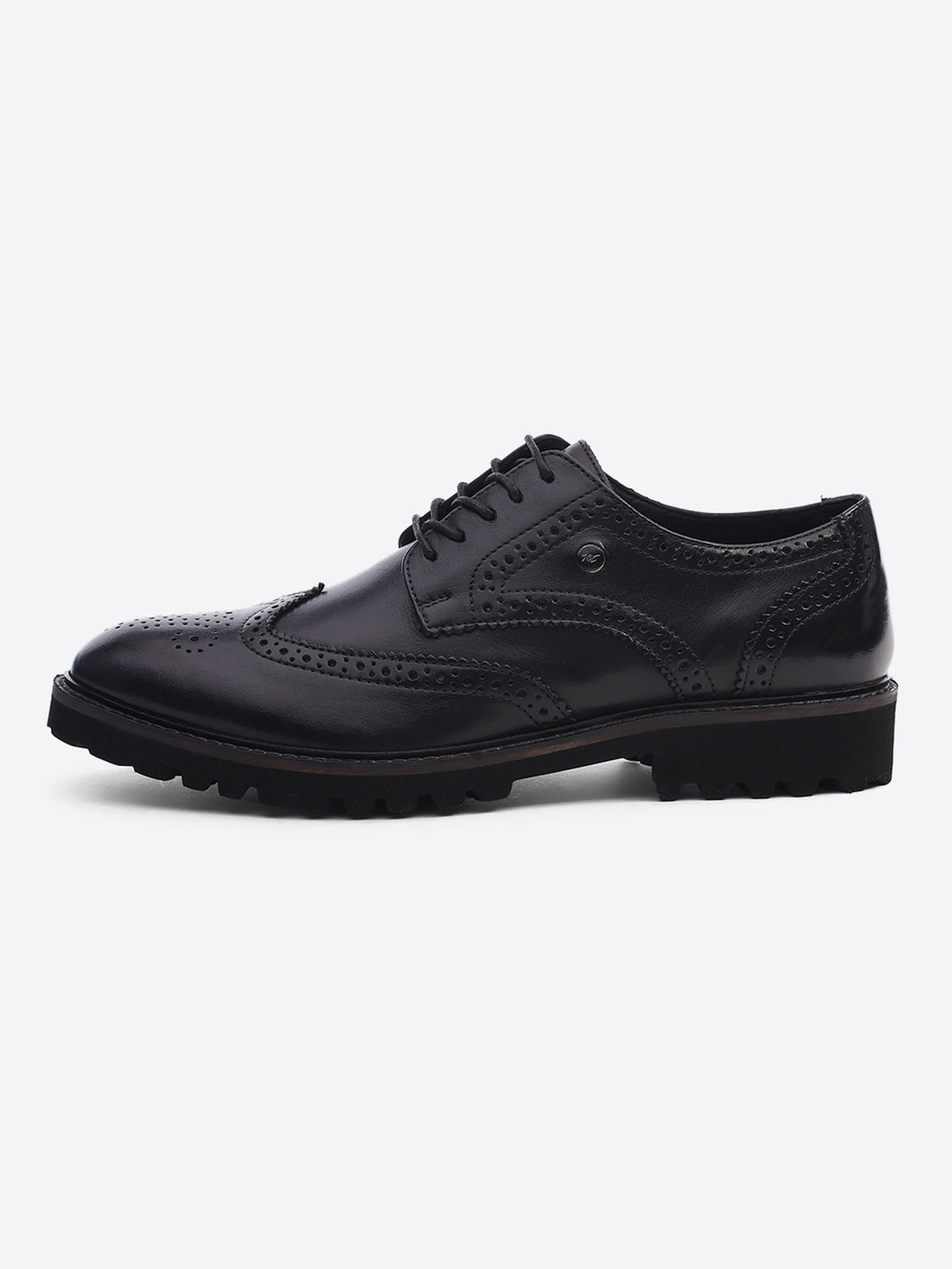 Men Black Lace Up Genuine Leather Formal Brogues