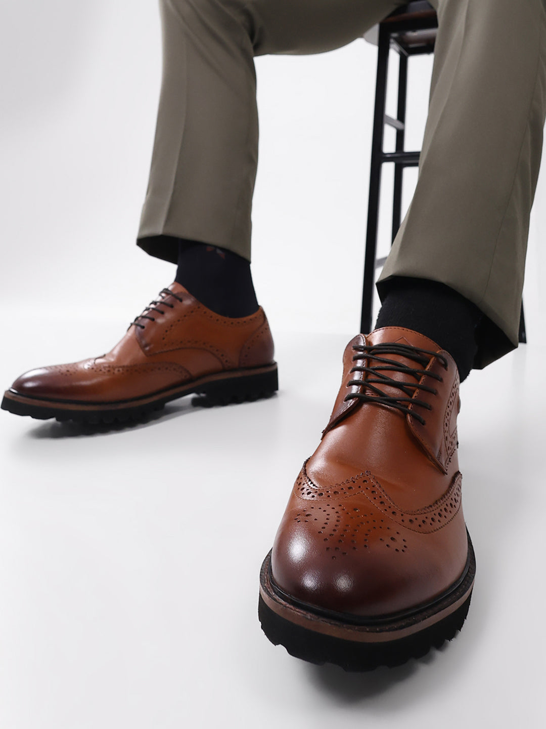 Men Brown Lace Up Genuine Leather Formal Brogues