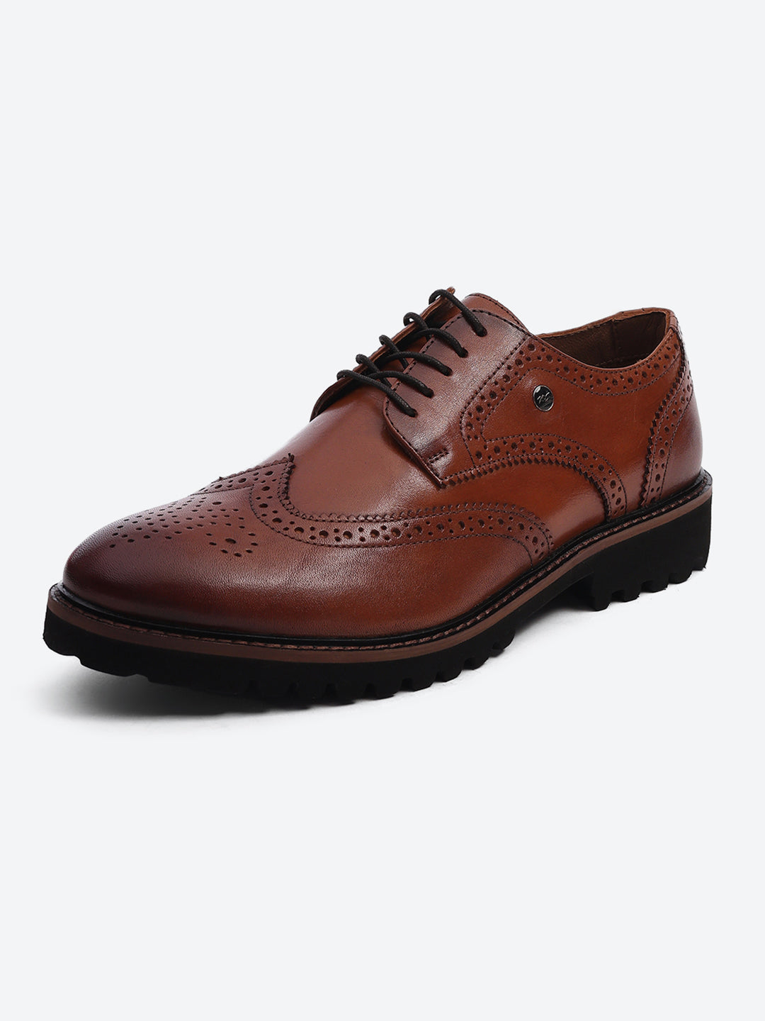 Men Brown Lace Up Genuine Leather Formal Brogues