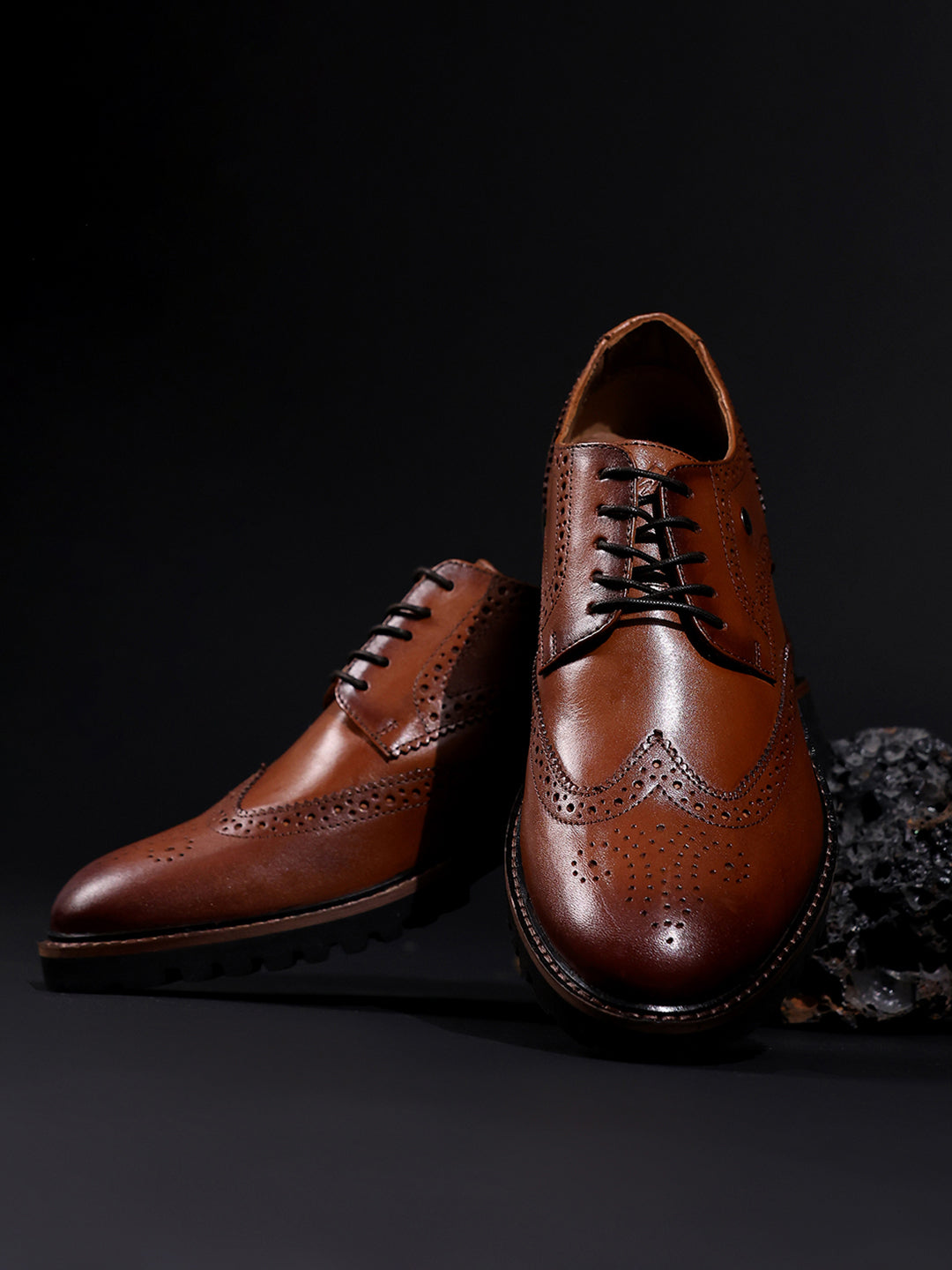 Men Brown Lace Up Genuine Leather Formal Brogues