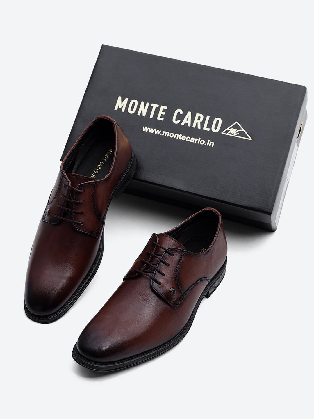 Men Brown Lace Up Genuine Leather Formal Derby