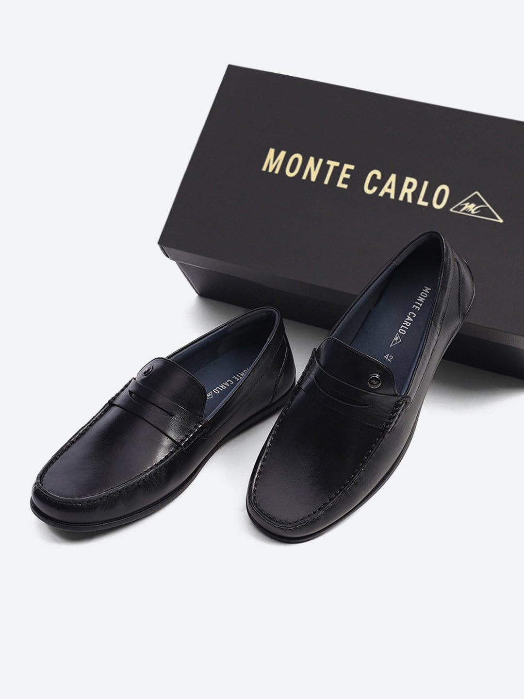 Men Black Slip on Genuine Leather Loafers