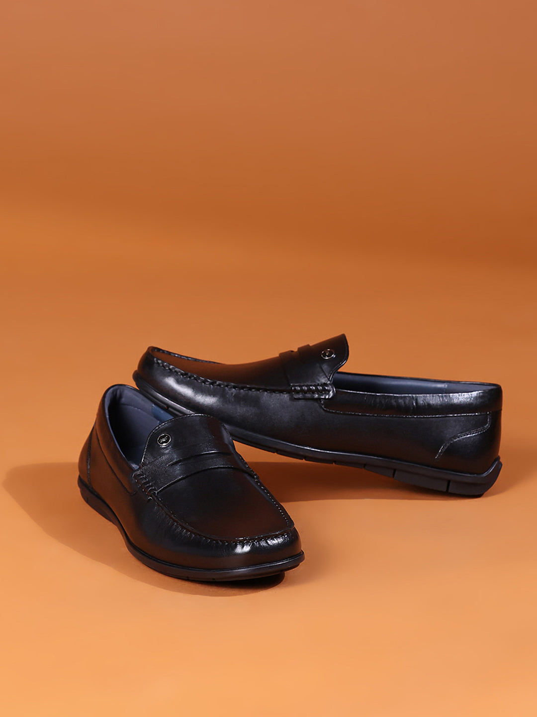 Men Black Slip on Genuine Leather Loafers