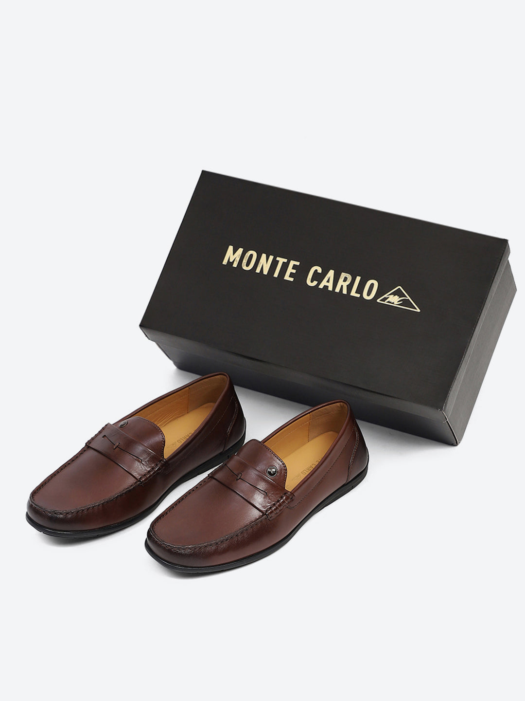 Men Brown Slip on Genuine Leather Loafers