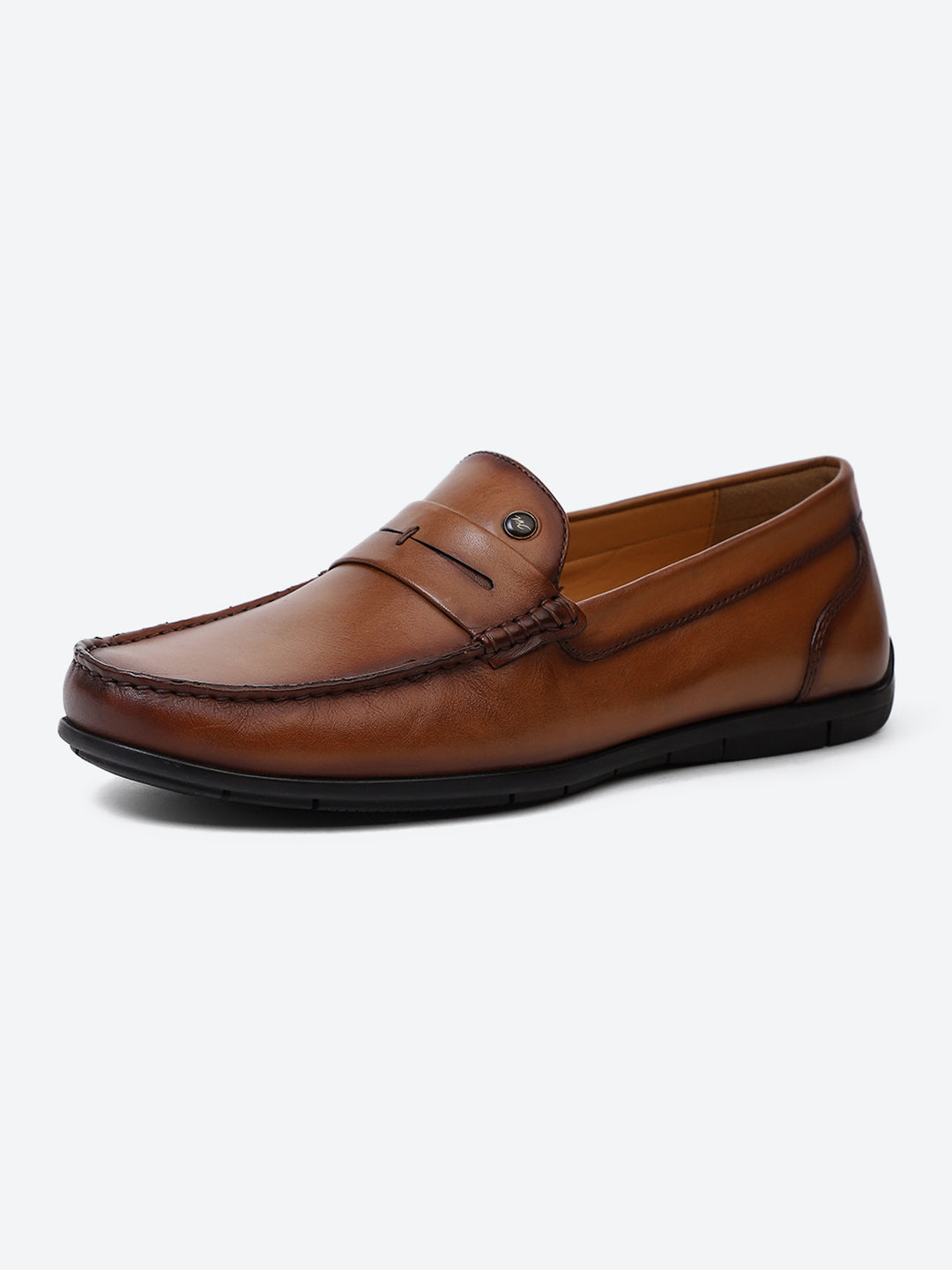 Men Tan Slip on Genuine Leather Loafers