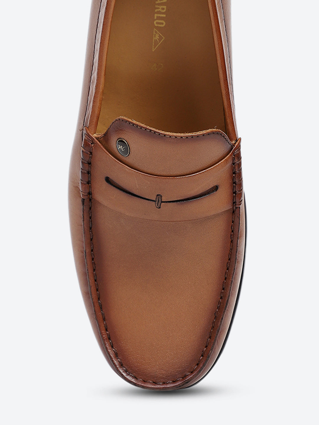 Men Tan Slip on Genuine Leather Loafers