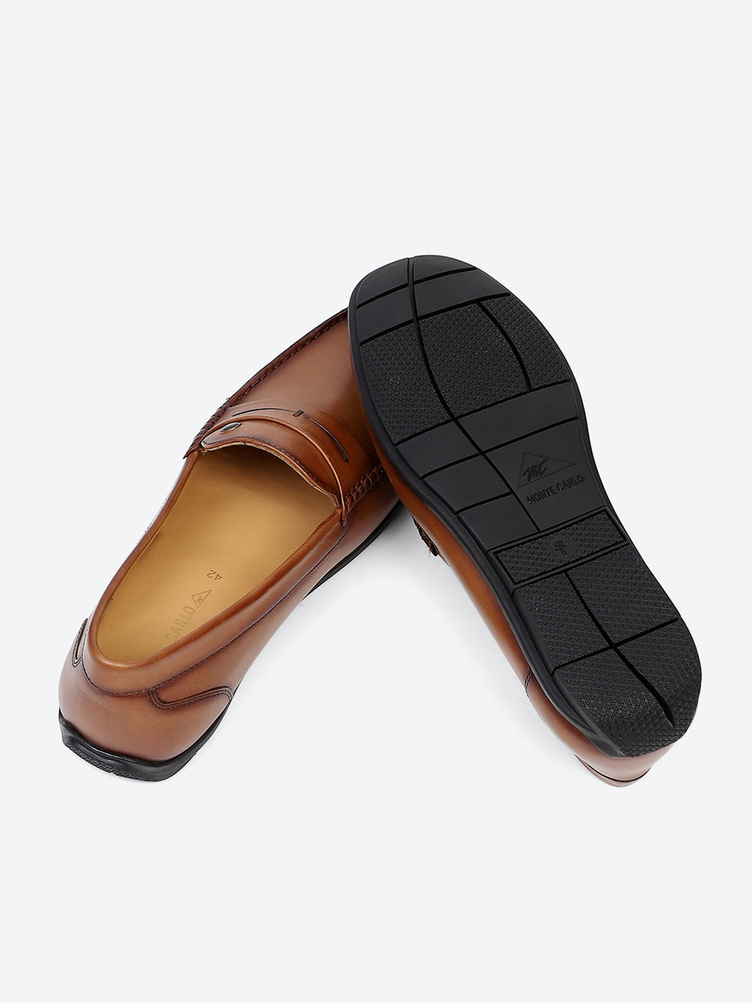 Men Tan Slip on Genuine Leather Loafers
