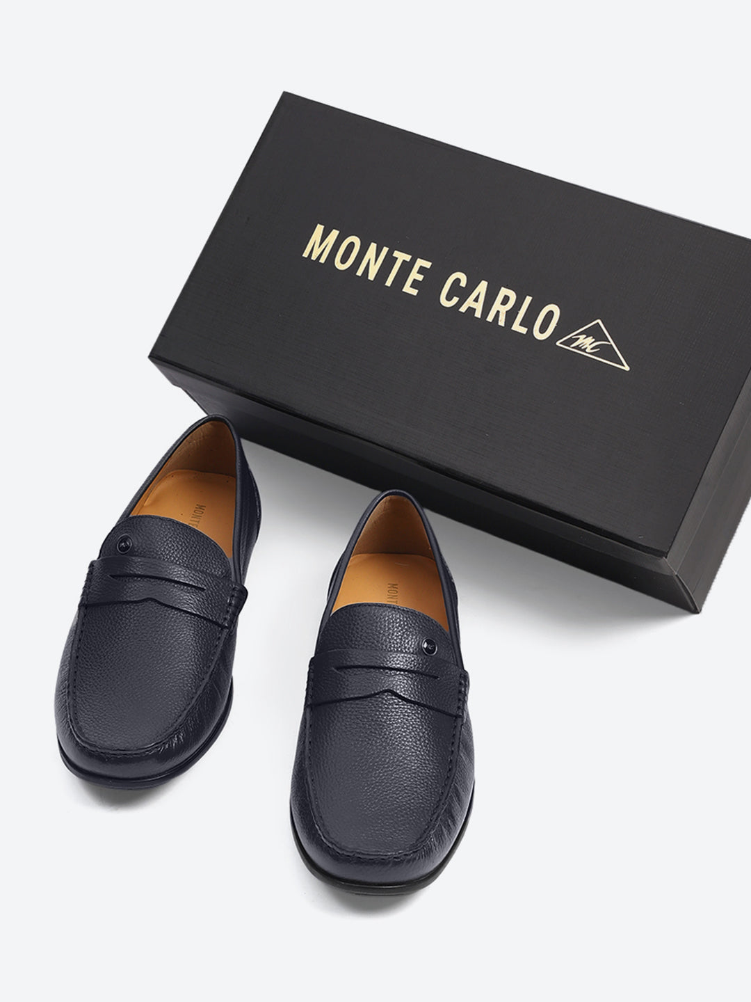 Men Navy Blue Slip on Genuine Leather Loafers