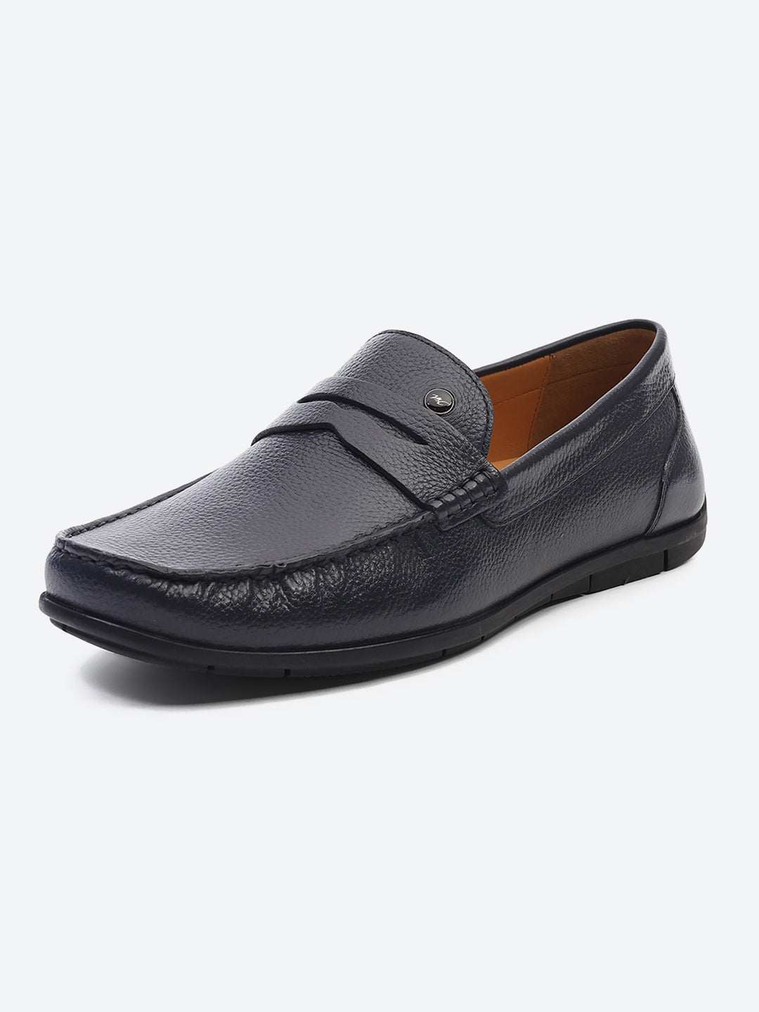 Men Navy Blue Slip on Genuine Leather Loafers