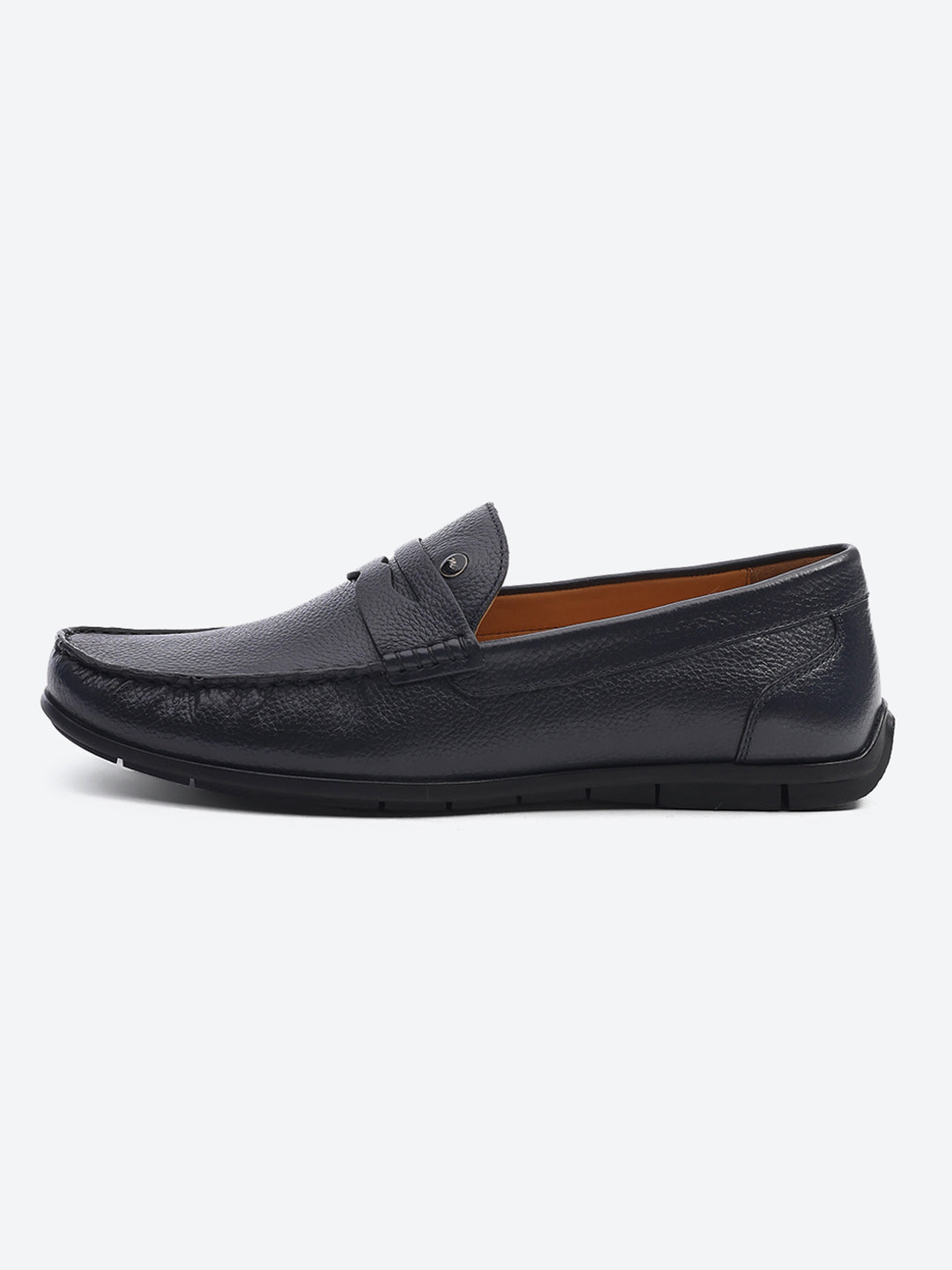 Men Navy Blue Slip on Genuine Leather Loafers