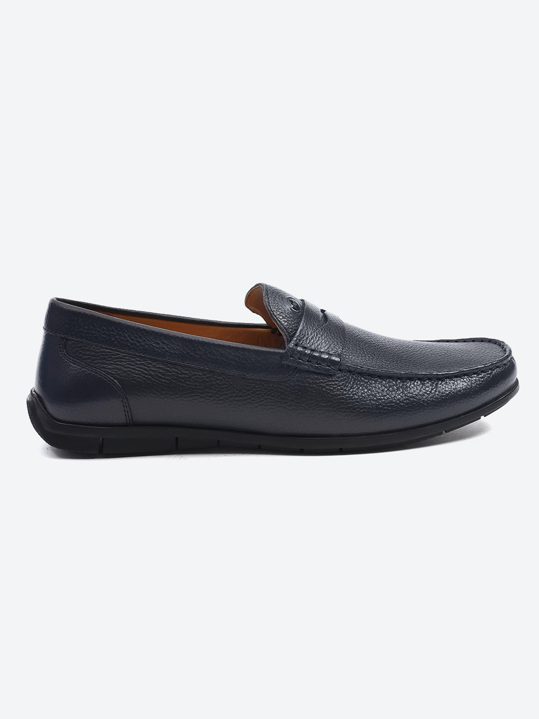 Men Navy Blue Slip on Genuine Leather Loafers