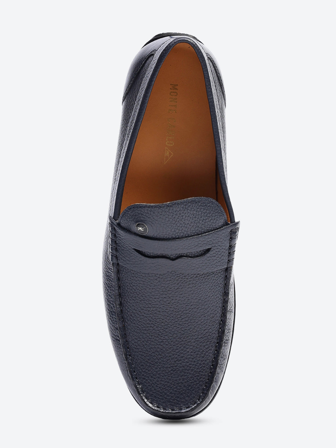 Men Navy Blue Slip on Genuine Leather Loafers