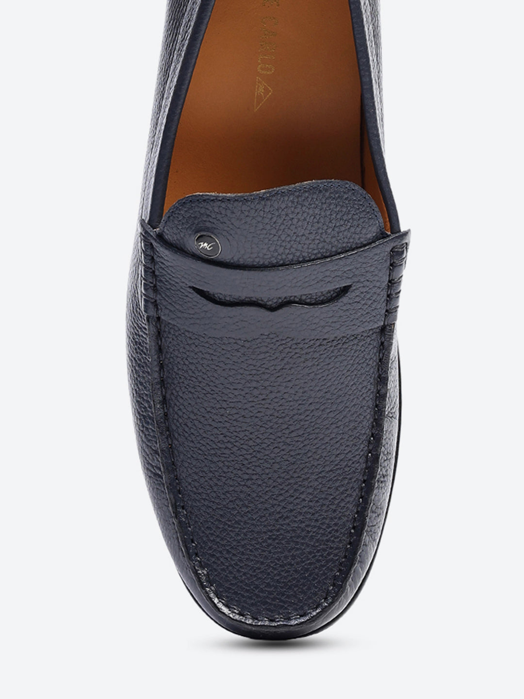 Men Navy Blue Slip on Genuine Leather Loafers
