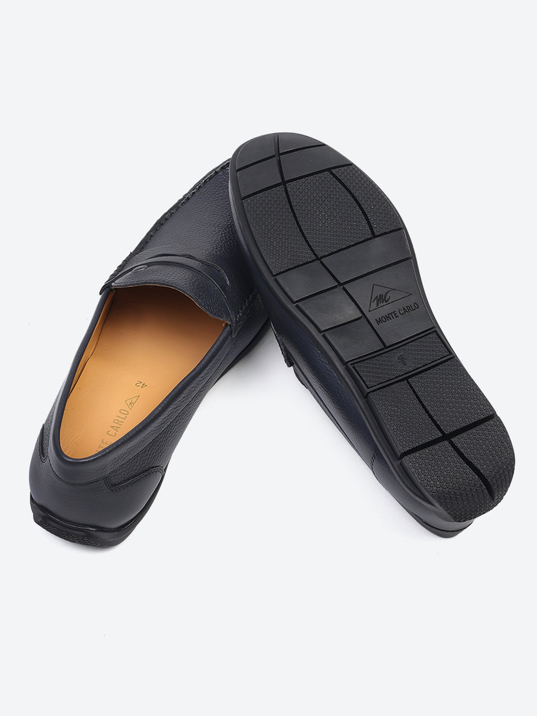 Men Navy Blue Slip on Genuine Leather Loafers