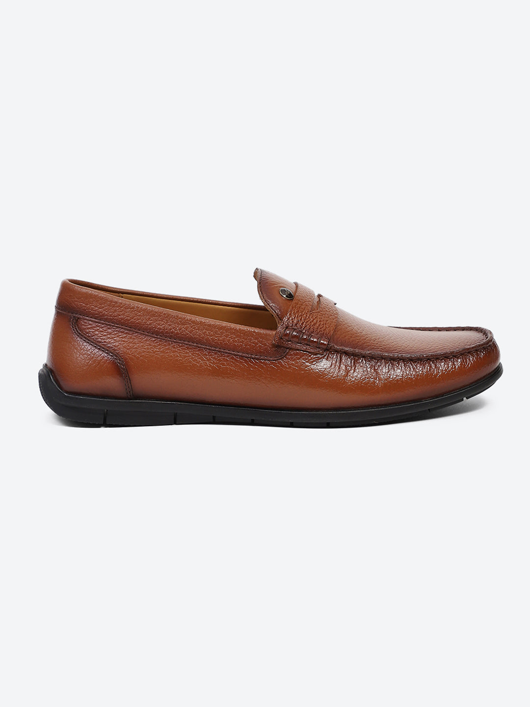 Men Tan Slip on Genuine Leather Loafers