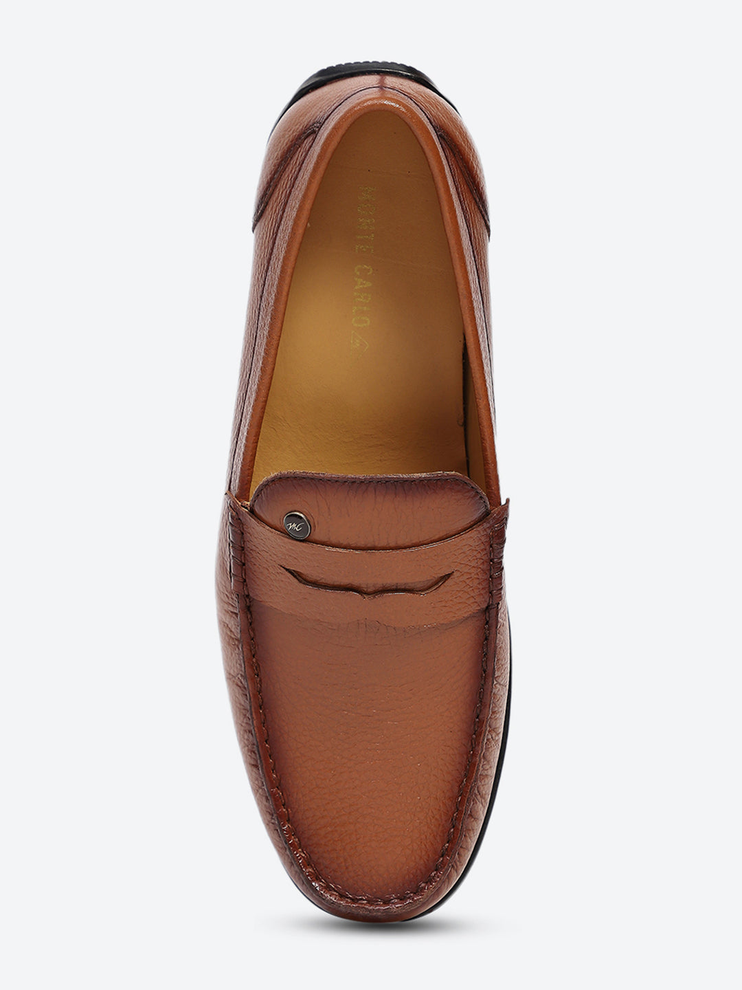 Men Tan Slip on Genuine Leather Loafers
