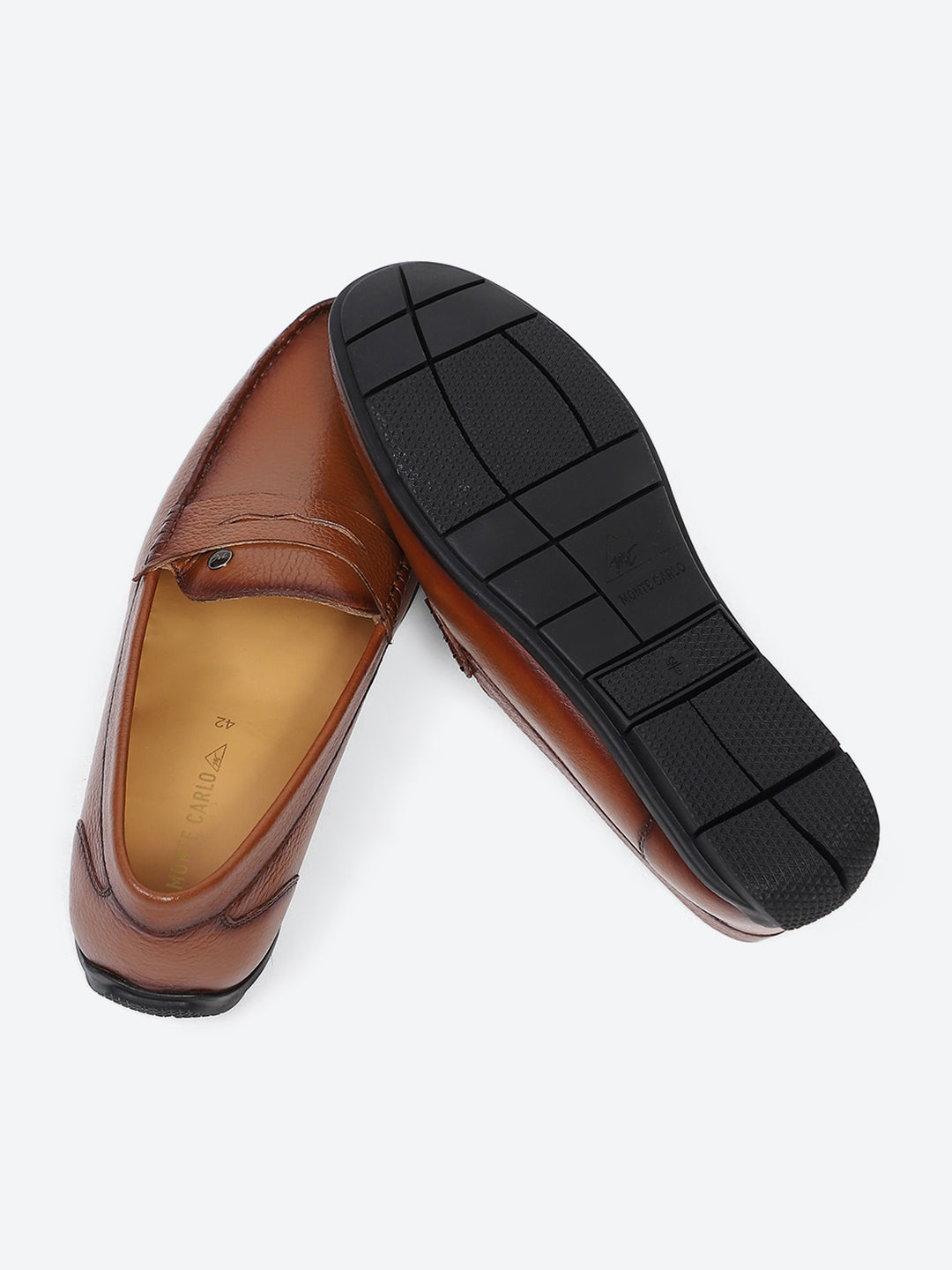 Men Tan Slip on Genuine Leather Loafers