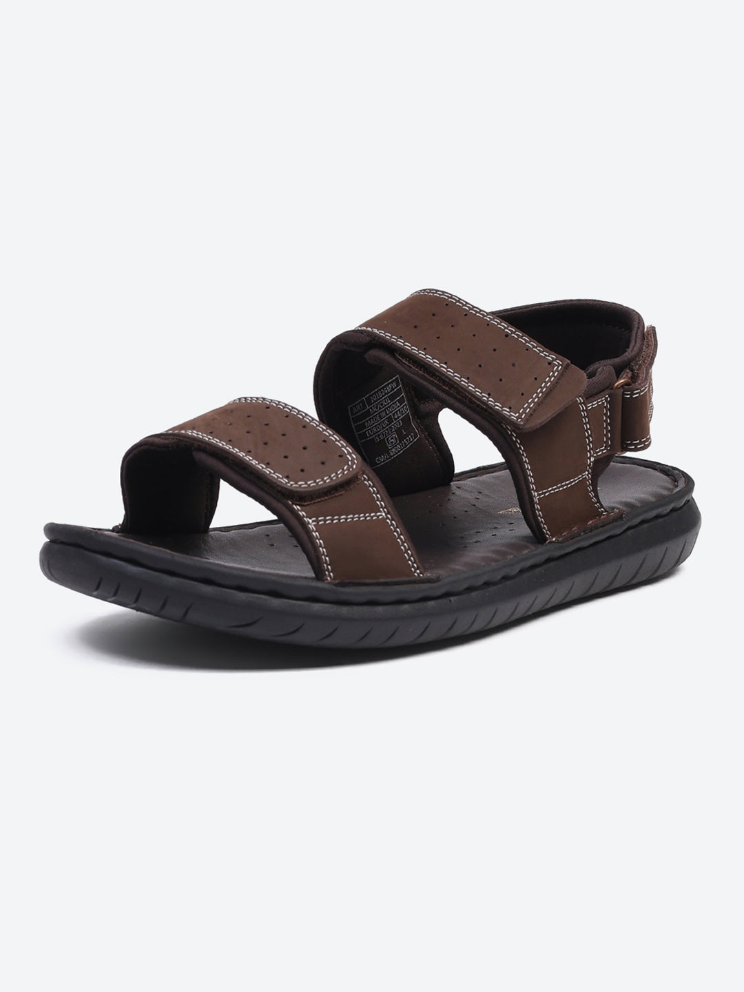 Men Brown Velcro Leather Sandals