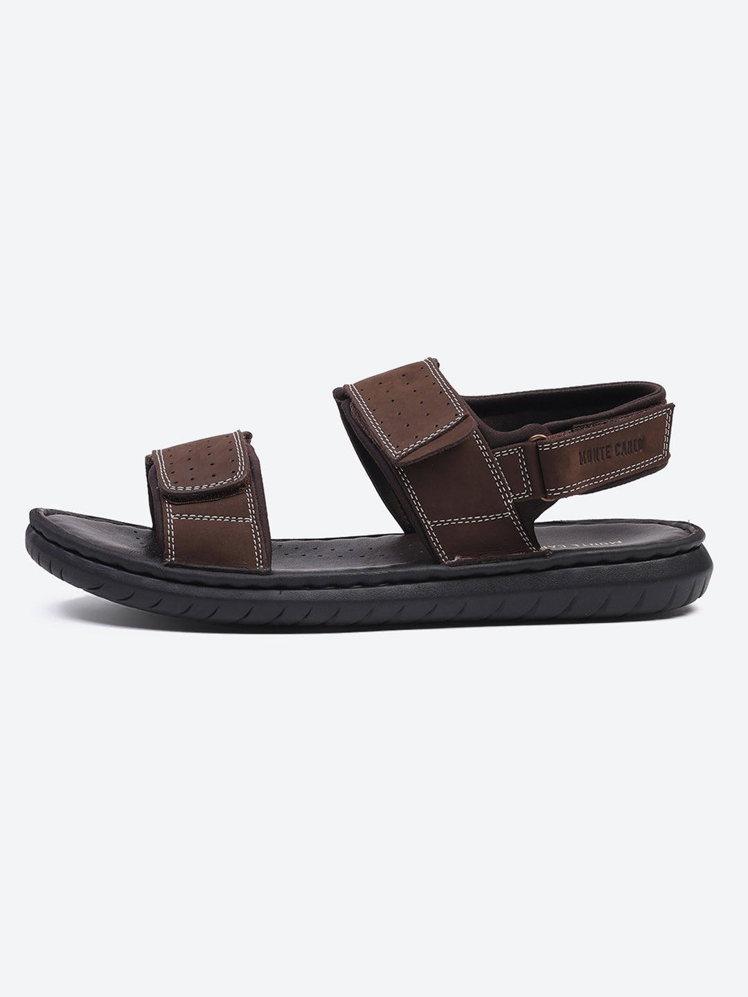 Men Brown Velcro Leather Sandals