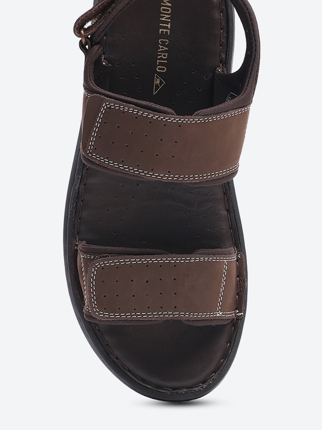 Men Brown Velcro Leather Sandals
