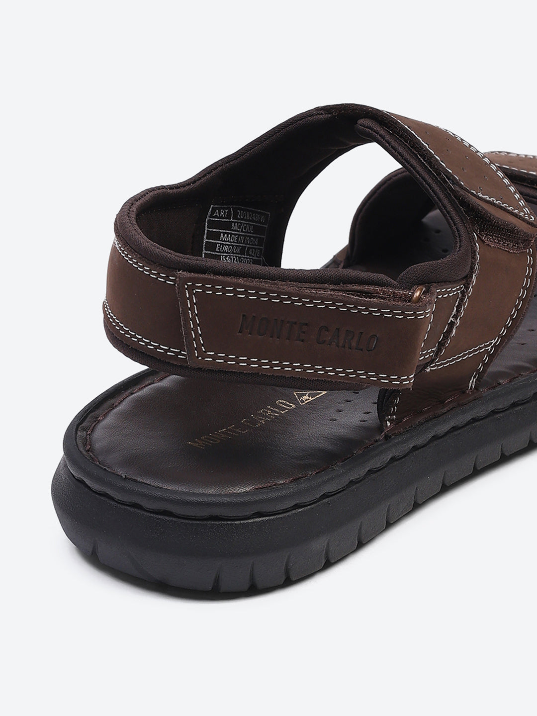 Men Brown Velcro Leather Sandals