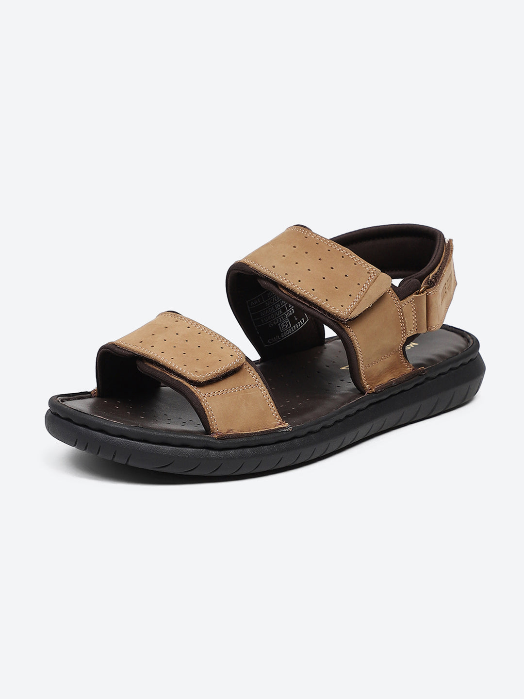 Men Tan Velcro Leather Sandals