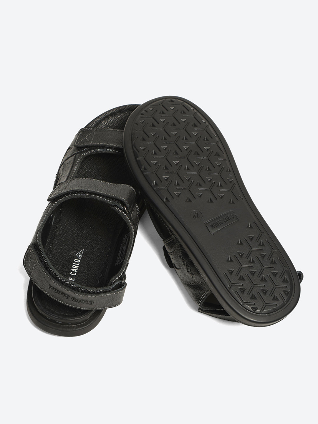 Monte Carlo Black Velcro Adjustable Sporty Look I Daily Use Walking & Outdoor I Casual Floater Sandals for Men