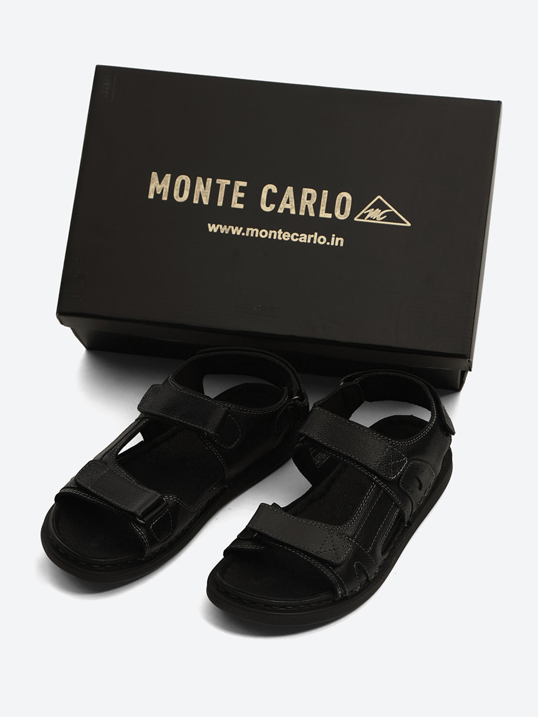 Monte Carlo Black Velcro Adjustable Sporty Look I Daily Use Walking & Outdoor I Casual Floater Sandals for Men