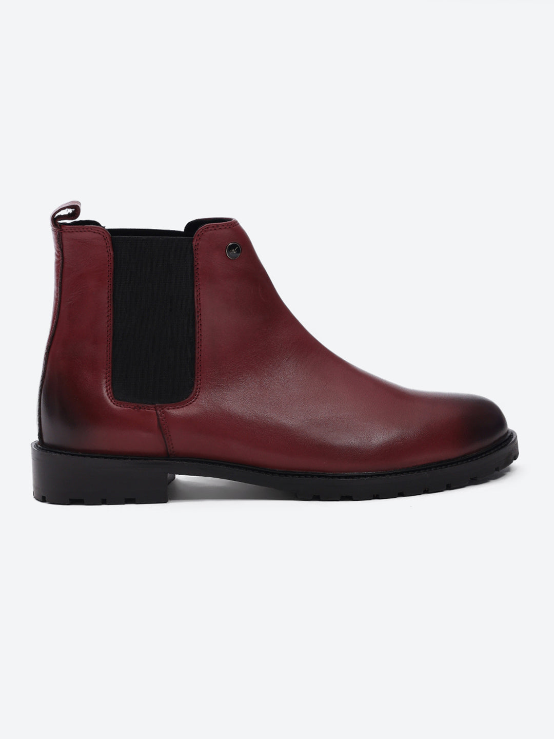 Men Cherry Slip on Leather Chelsea Boots