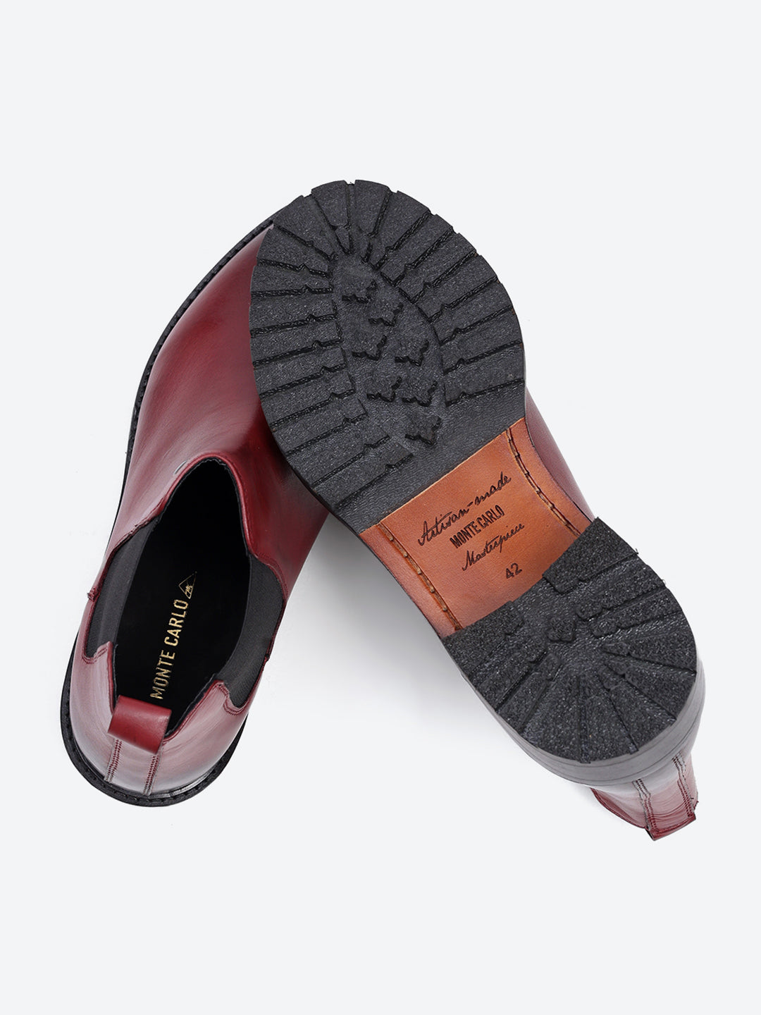 Men Cherry Slip on Leather Chelsea Boots