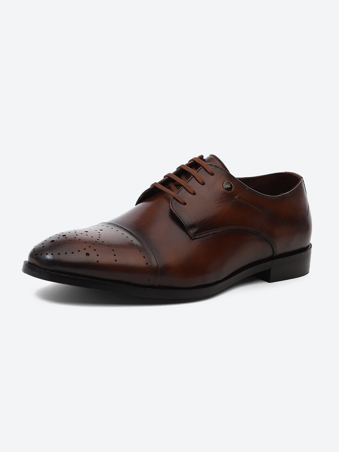 Men Tan Lace Up Genuine Leather Formal Shoes